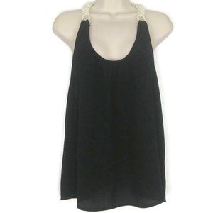 Gal Boss Faux Pearl Strap Racerback Cami Blouse